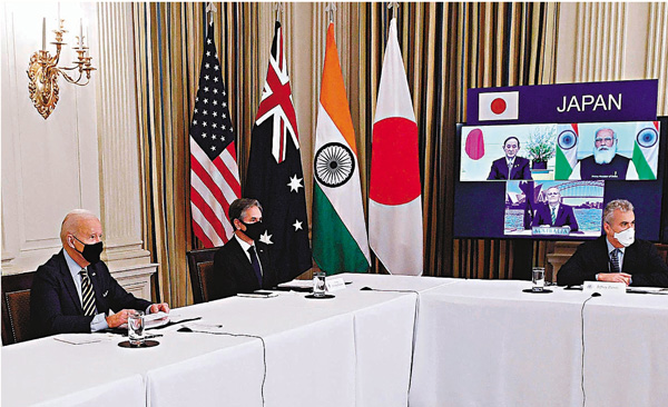 ●美、日、澳、印「四方安全對話」前日舉行視像峰會。 法新社