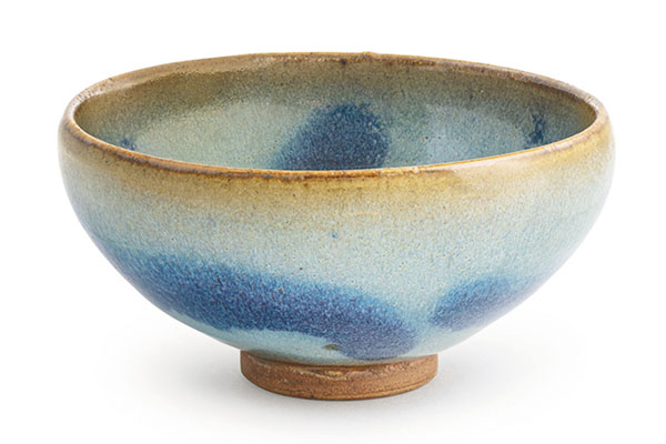 ●金鈞窯天青釉紫斑斂口小盞