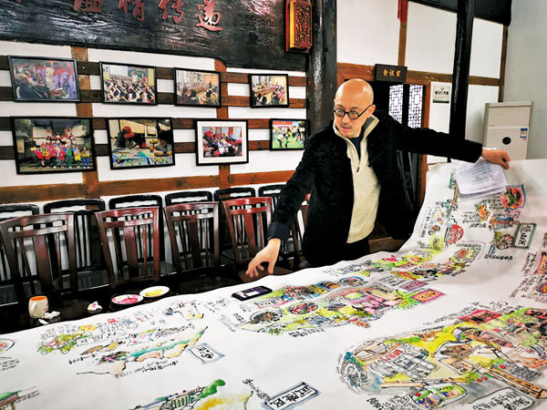 ●游江耗時兩個月完成這幅4.2×2.2米的長卷。