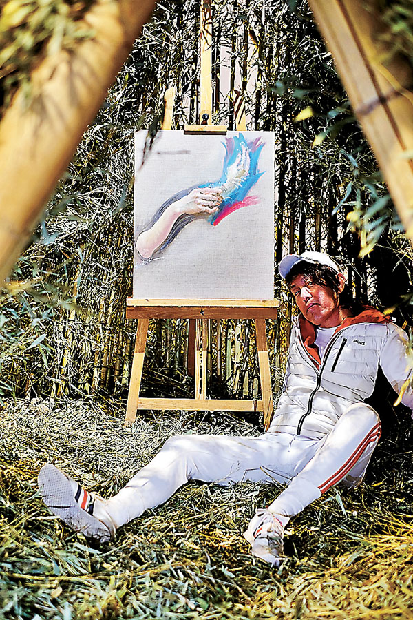 ●放置在竹窩棚裏的畫是趙半狄的「心跳」。