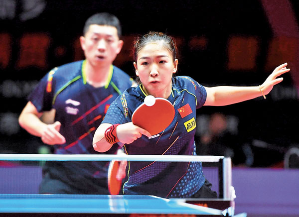 ●許昕/劉詩雯（右）混雙止步八強。 新華社