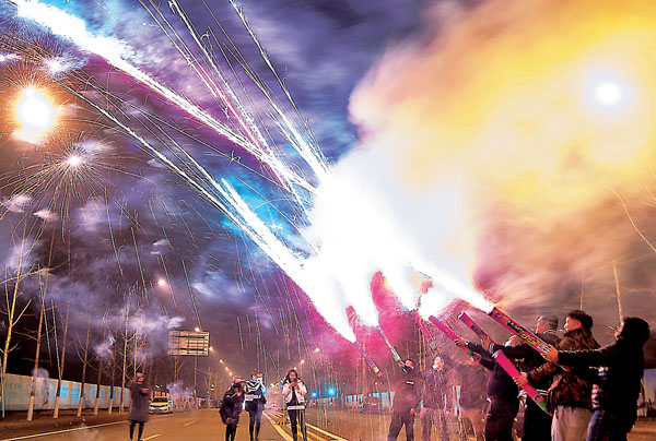 ●北京市內劃設了禁止燃放爆竹煙花的區域，民眾只能在其他區域燃放煙花。 資料圖片