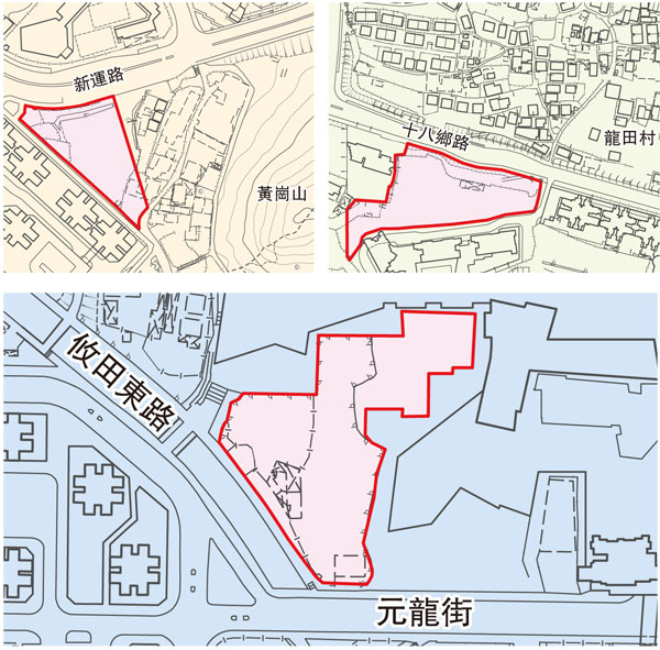 ●3幅私人土地分別位於粉嶺新運路近黃崗山、元朗十八鄉路近龍田村、元朗元龍街與攸田東路交界。