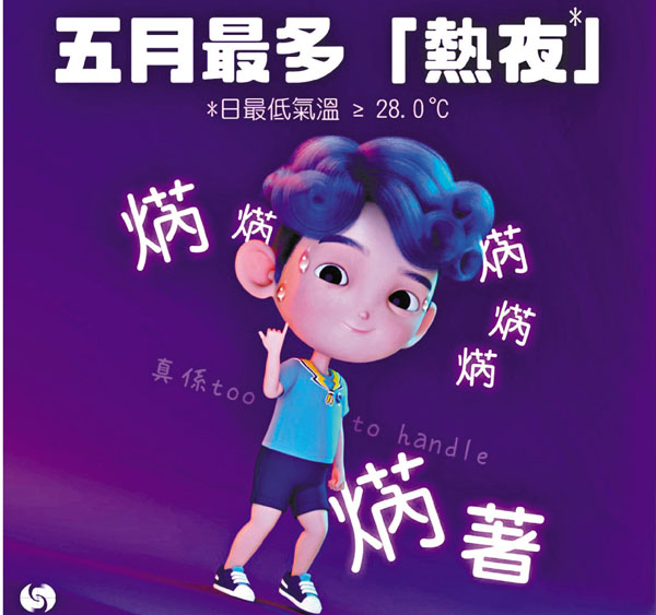 ●天文台指今個月雖未完結，香港的熱夜數目已打破歷來5月最多熱夜的紀錄。 fb圖片