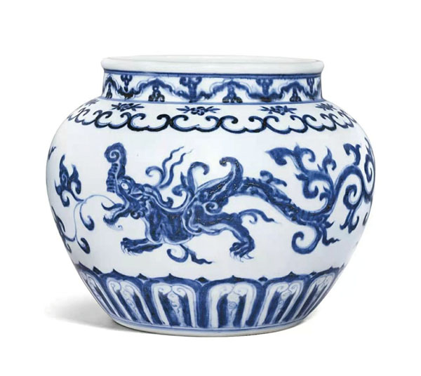 ■宣德 青花夔龍紋罐，張宗憲藏品。