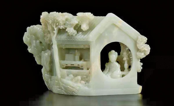 ■乾隆 青白玉西廂記人物故事山子