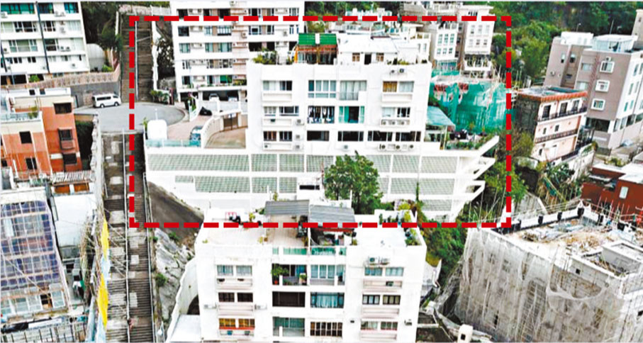 ●渣甸山布思道12號（紅框）日後重建最大可建樓面約6,137呎。 資料圖片