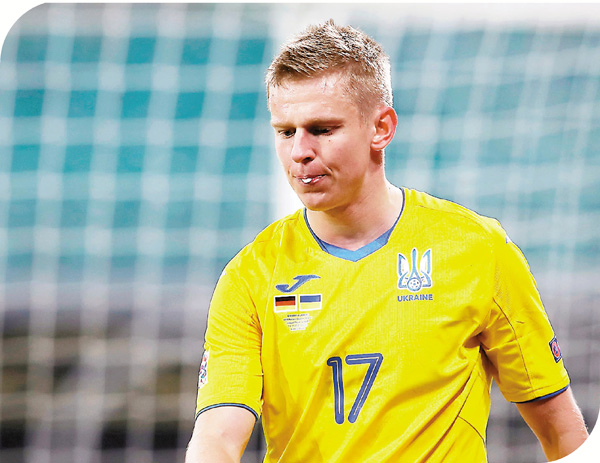 ●辛真高是烏克蘭陣內最有名氣球員。  法新社