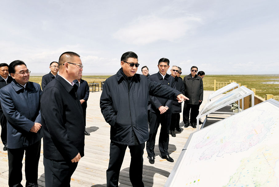 ●6月8日，習近平實地察看青海湖環境綜合治理、生物多樣性保護工作成效。 新華社