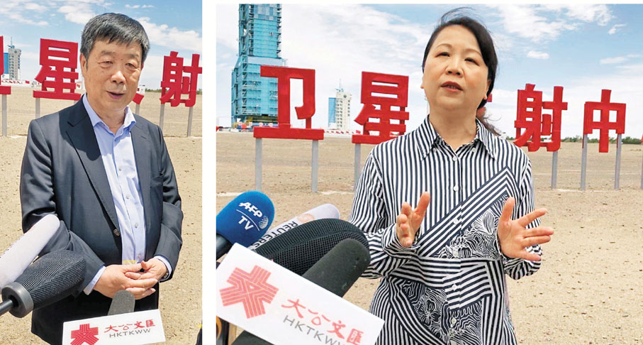 ●中國載人航天工程總設計師周建平（左）和中國載人航天工程航天員系統總設計師黃偉芬接受專訪。 香港文匯報記者劉凝哲 攝