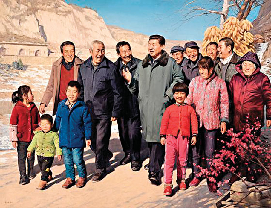 ●張義波創作的《初春-習近平總書記重訪梁家河》。