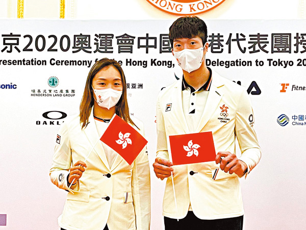 ●謝影雪與張家朗（右）將在開幕式擔任港隊持旗手。 港協暨奧委會圖片