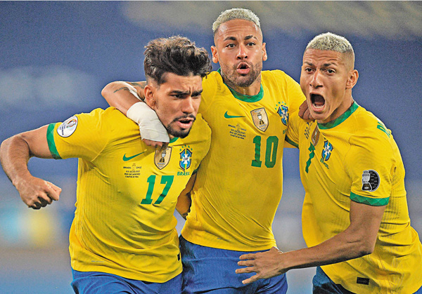 ●尼馬（中）將帶領巴西衝冠。  法新社