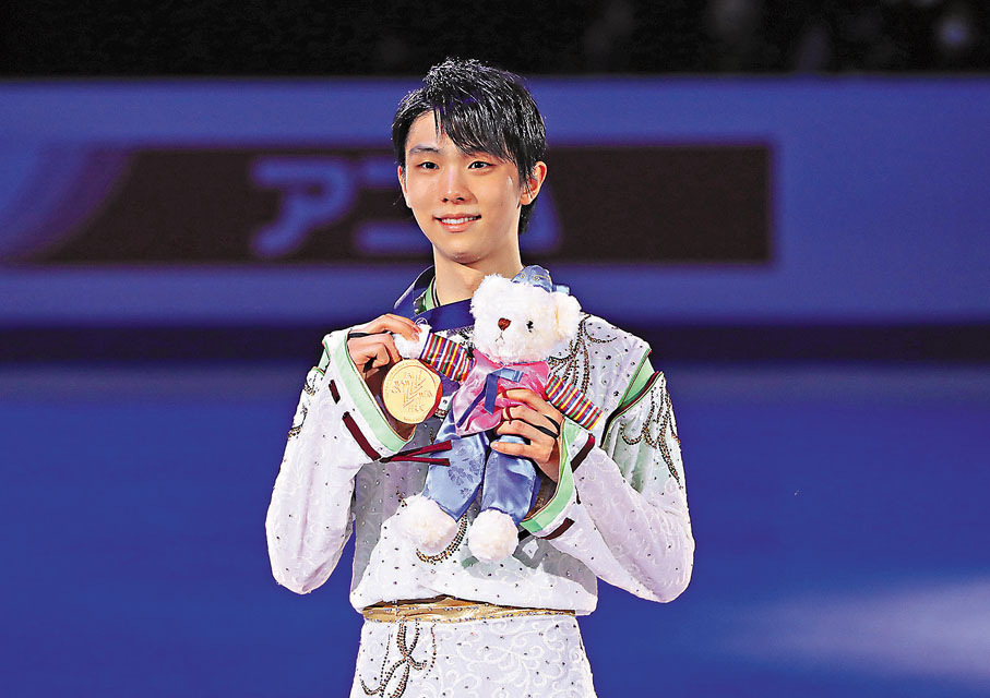 ● 大鵬展翅!羽生結弦在賽場上的一舉手一投足都魅力無窮。 資料圖片