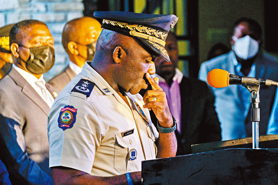 ● 海地警察總長夏爾講述薩農犯案經過。路透社