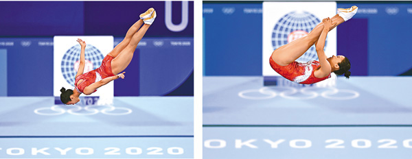 ● 網友們紛紛稱讚朱雪瑩的動作是一場「視覺盛宴」。 新華社