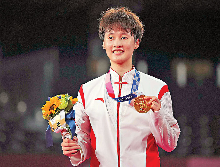 ●陳雨菲贏得個人首面奧運金牌。  新華社