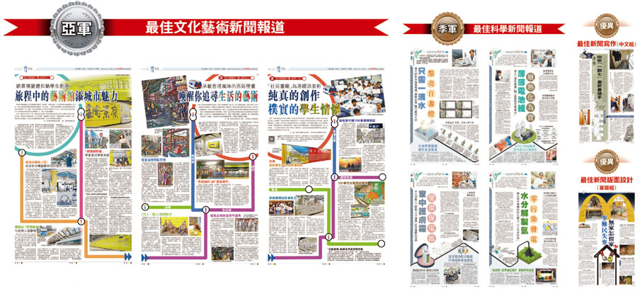 ●香港文匯報在最佳文化藝術新聞報道、最佳科學新聞報道等組別獲得1亞1季及兩優異獎共4個獎項。 