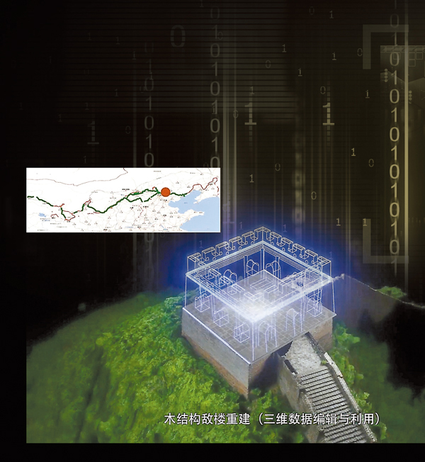 ● 張玉坤團隊首次實現了明長城整體性數字化。圖為明長城牆體三維數據覆蓋示例。視頻截圖