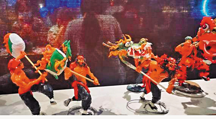 張倍源系列麵塑作品《喜》。新華社圖片