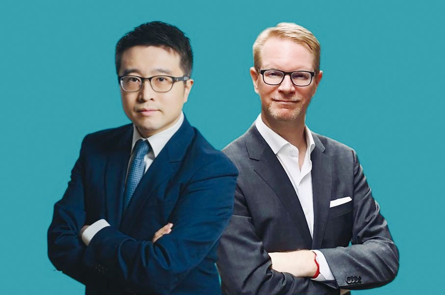 ●尚乘集團董事長兼尚乘數科創始人蔡志堅博士（左）及DigFin創始人兼總編輯Jame DiBiasio（右）。