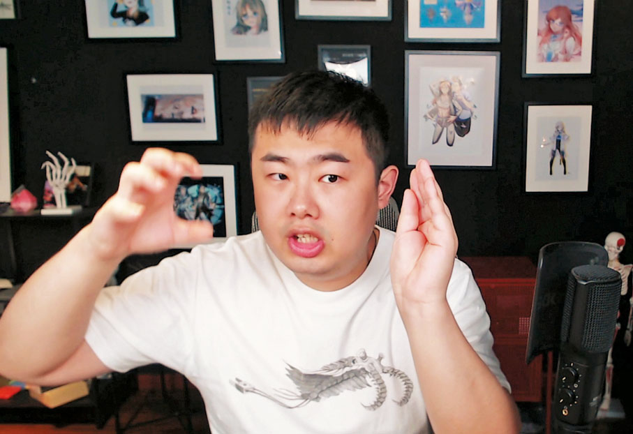 ● 唐騁在網上直播。 受訪者供圖