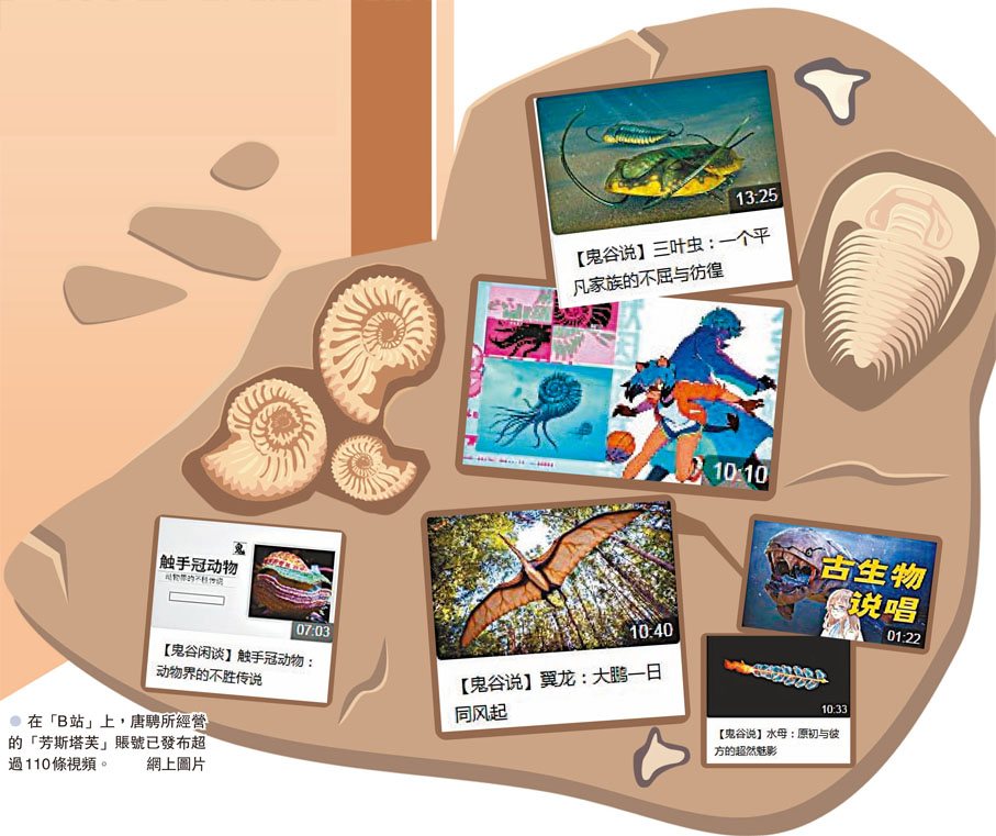 ● 在「B站」上，唐騁所經營的「芳斯塔芙」賬號已發布超過110條視頻。 網上圖片