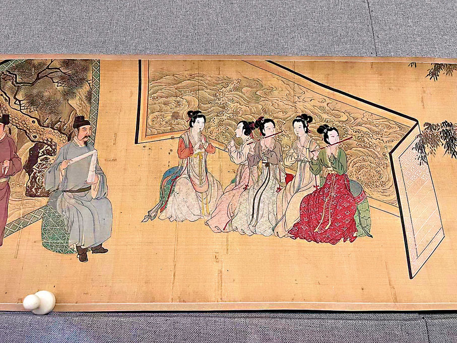 唐寅《韓熙載夜宴圖》局部，行筆秀潤縝密，又現韻度。