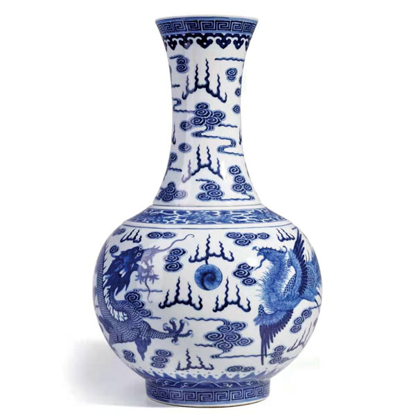 ■清光緒青花雲龍紋賞瓶