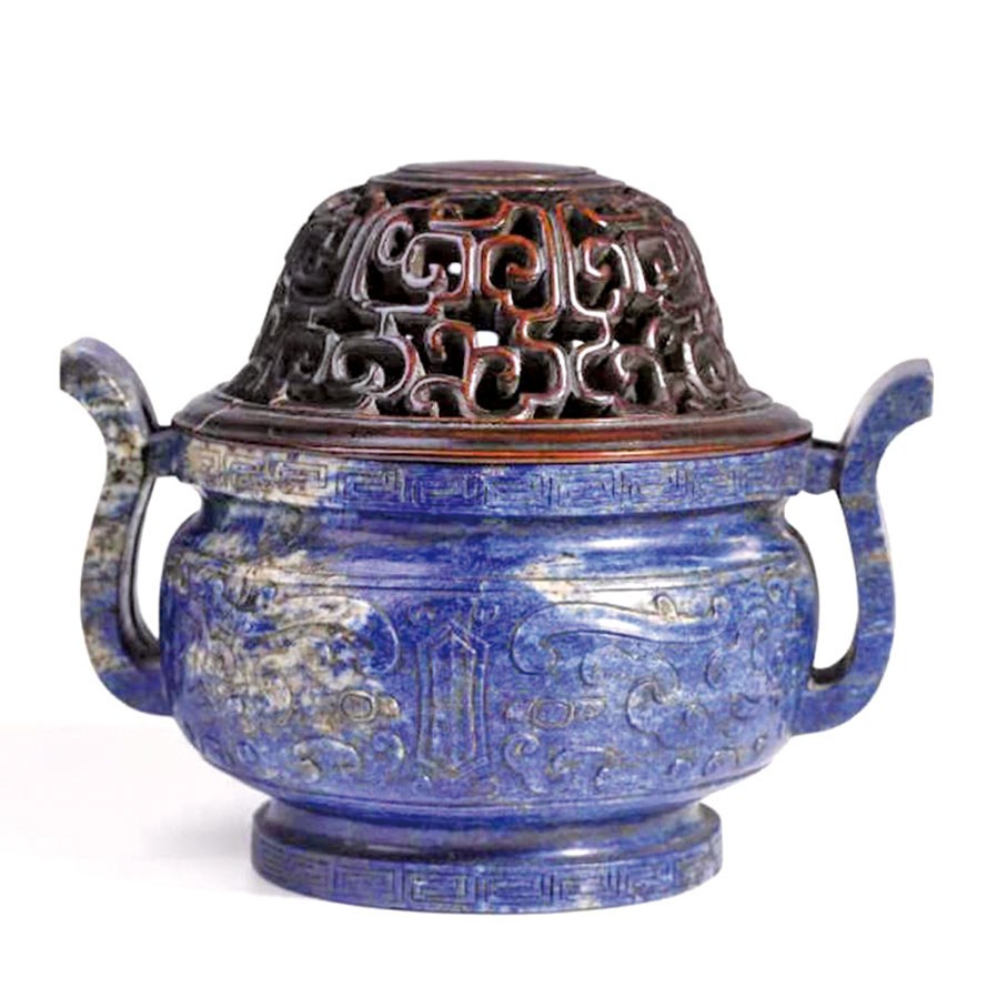 ■清青金石朝冠耳香薰