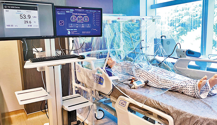 ●通風系統正在港怡醫院病房進行測試。 城大供圖