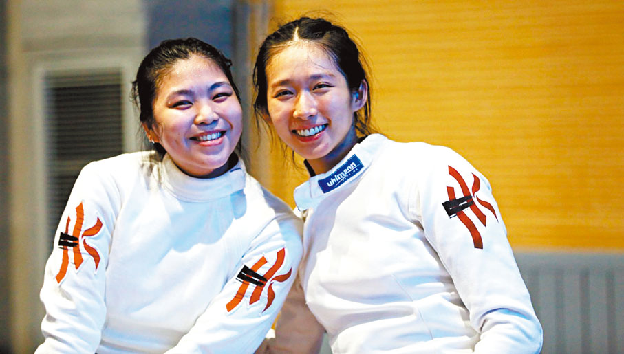 ●江旻憓（右）和何迪琳已盡全力。 中國擊劍協會圖片