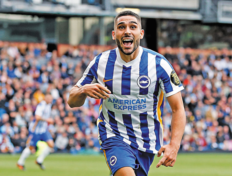 ●白禮頓前鋒馬奧比開季5輪比賽已有3球進賬。  路透社