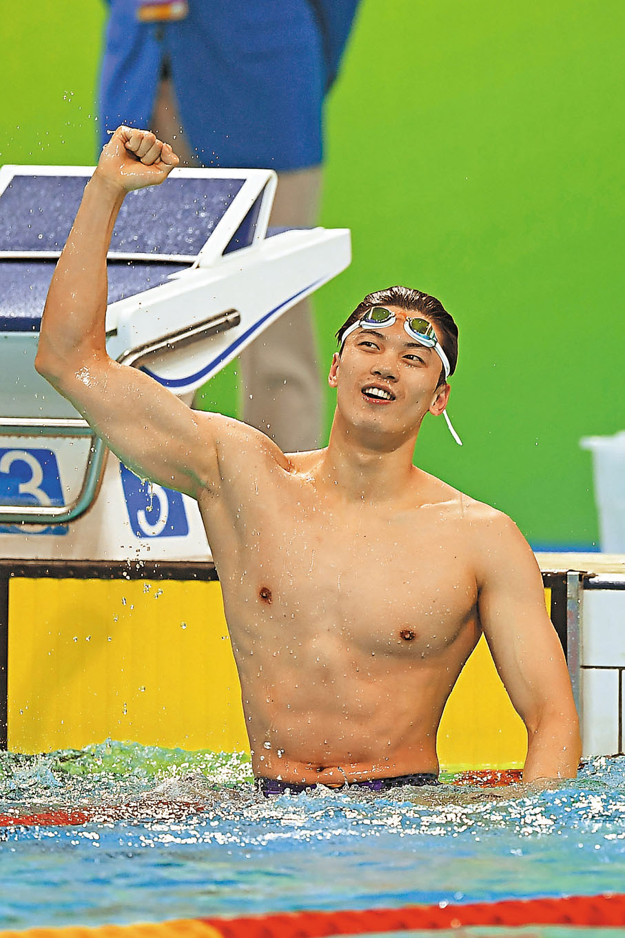 ●汪順泳手生涯初期並非十分順利。  新華社