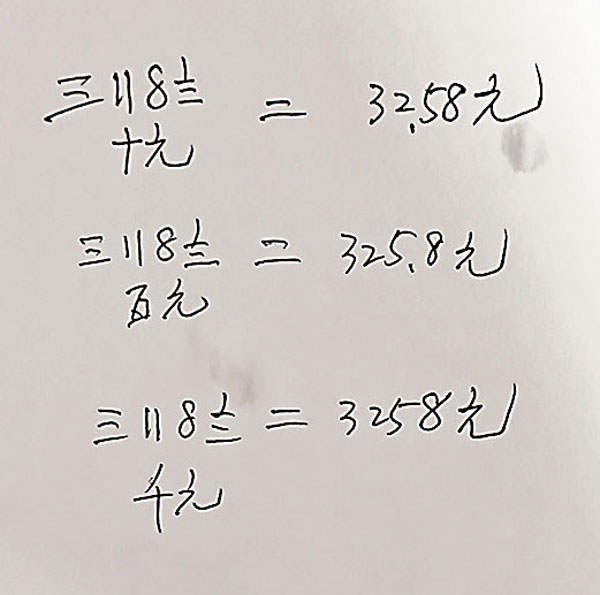 ●黃清海特別以「3258」為例提示，計量單位、量級、標註位置不同會出現的差異。