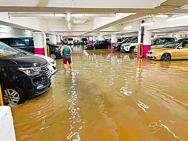 ●柴灣環翠邨車庫變「水庫」。