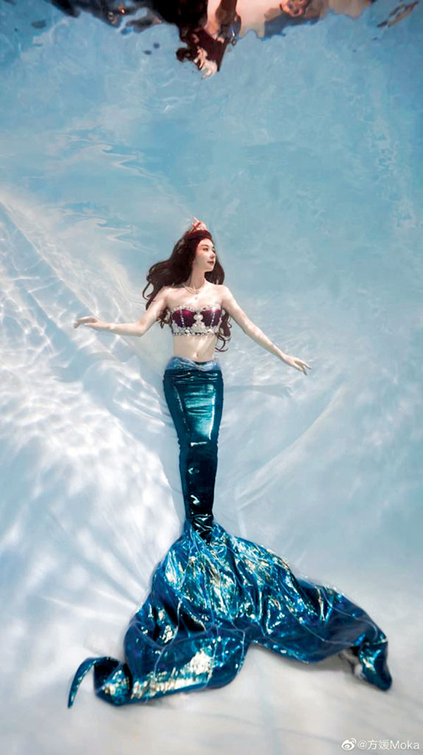 ●方媛一償心願，拍了一輯美人魚寫真。