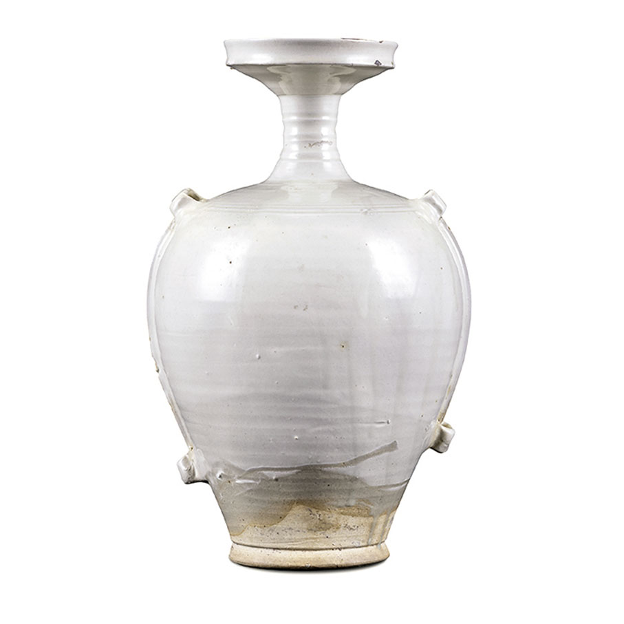 ●遼 白釉穿帶瓶