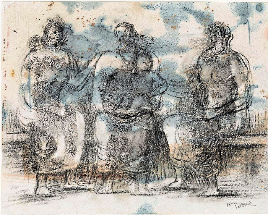 ●亨利·摩爾作品《兩名坐的女子和孩子》