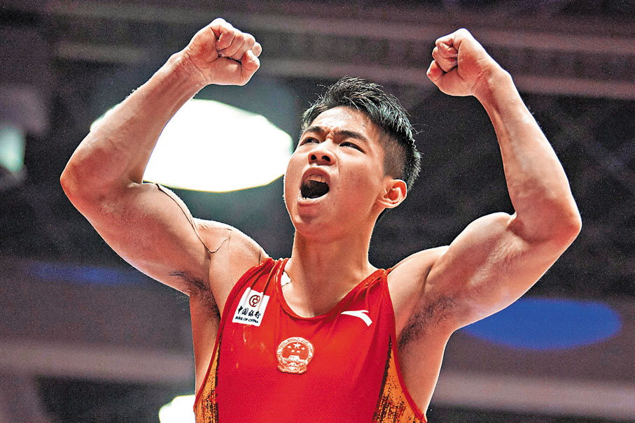 ●胡旭威贏得單雙槓兩項冠軍。法新社