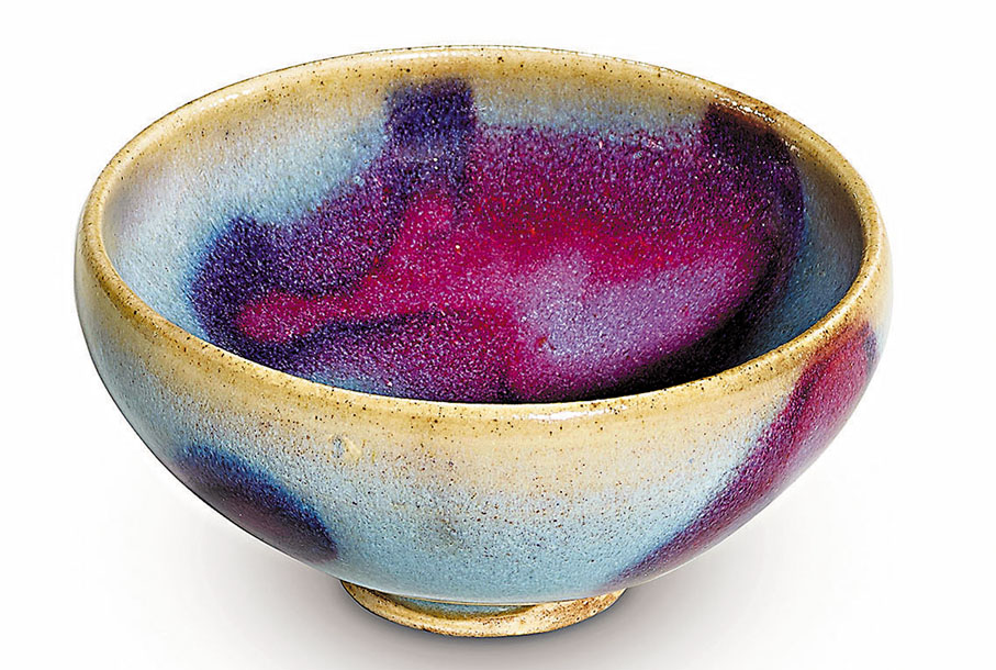 北宋・古陶磁器・鈞窯天藍釉紫紅斑粉盒・箱付』極細工・古