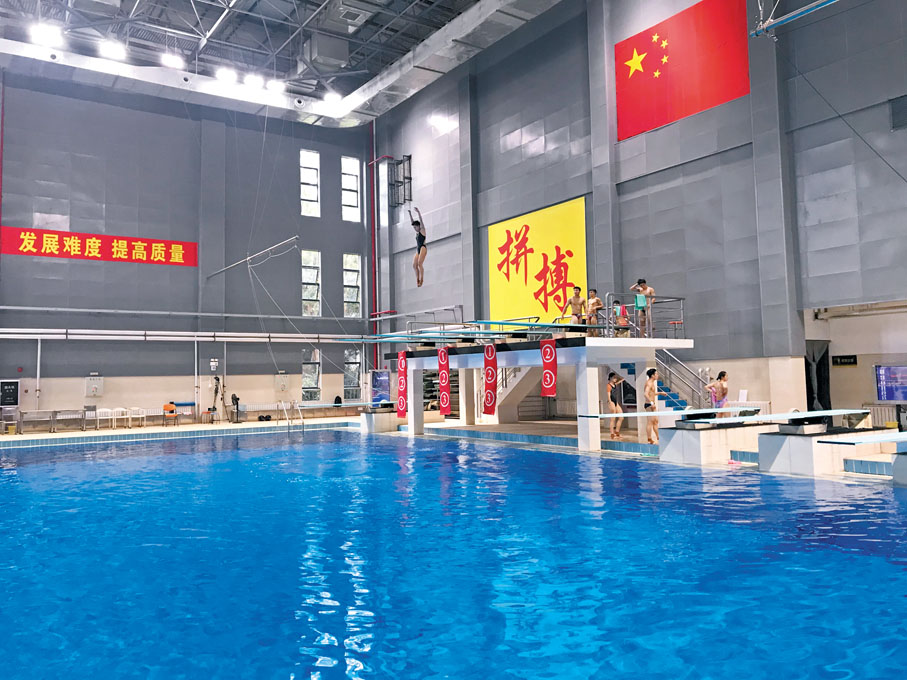 ●廣東二沙基地內，省隊隊員在訓練。香港文匯報記者敖敏輝 攝