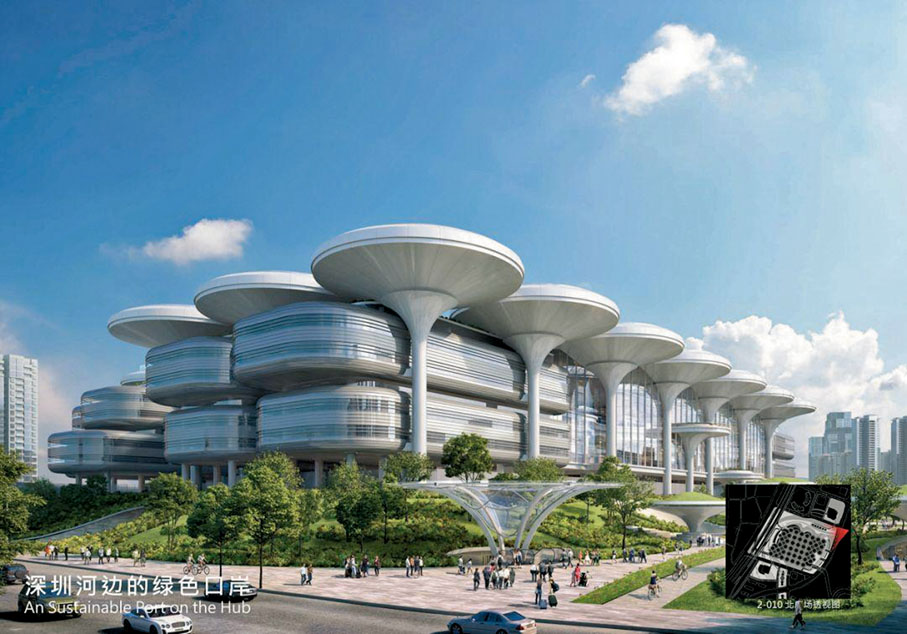 ●新皇崗口岸率先採用「兩地一檢」。圖為新皇崗口岸設計效果圖。 資料圖片