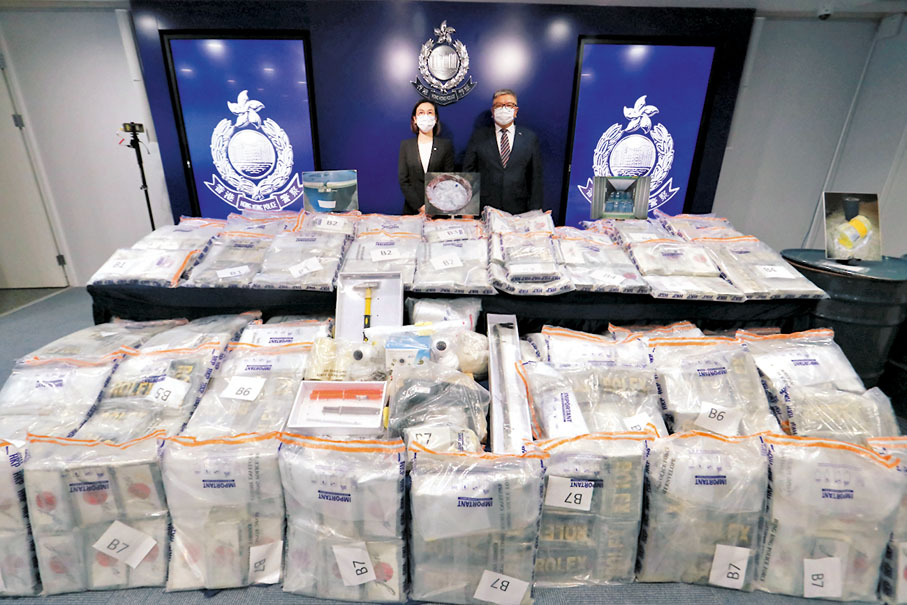 ●警方檢獲市值6.2億元可卡因，為歷來第二大宗。 香港文匯報記者  攝