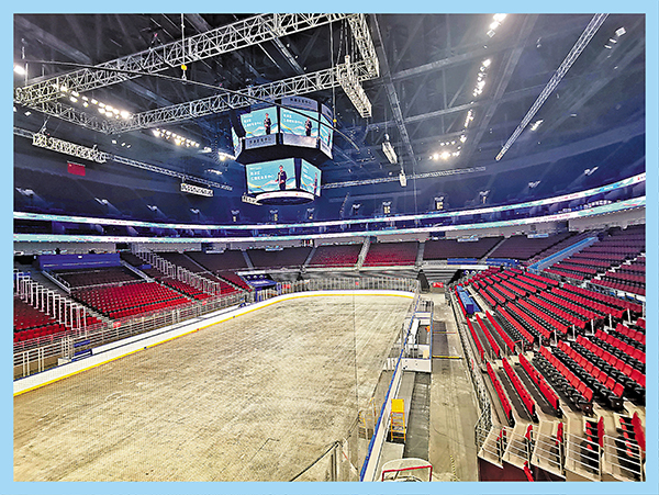 ●改造後的北京五棵松體育館可6小時實現「冰籃轉換」。 香港文匯報記者馬曉芳  攝