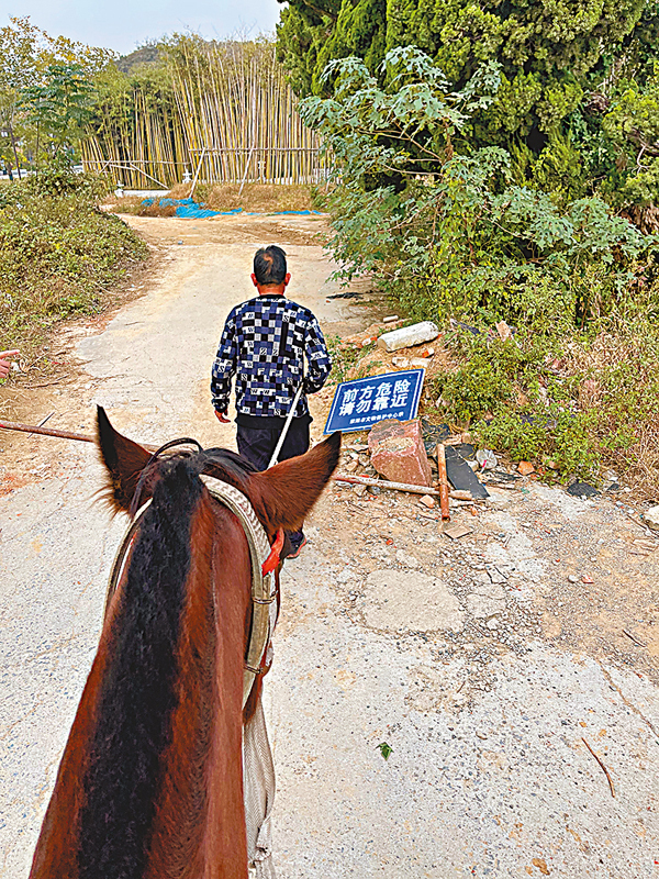 ●雖然漢霸二王城遺址現在關閉整修，但因無人看管，任何人都可以步行或騎馬進入。香港文匯報記者劉蕊  攝