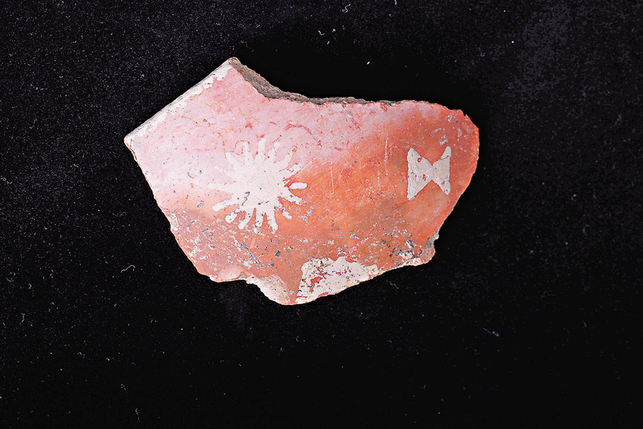 ●上山文化彩陶片。國博供圖