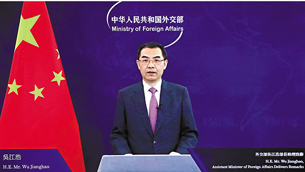 ● 外交部部長助理吳江浩認為，粵港澳大灣區不同地區可深度合作，實施高質量發展。 香港文匯報記者  攝