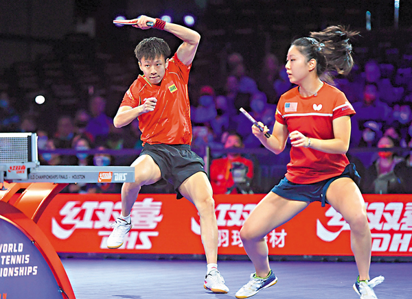 ●林高遠（左）與張安的配合越來越默契。 新華社