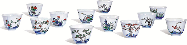 ●清康熙五彩十二月花神杯